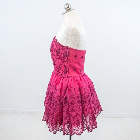 Betsey Johnson Silk Boho Princess Top Dress Pink - Picture 5 of 9